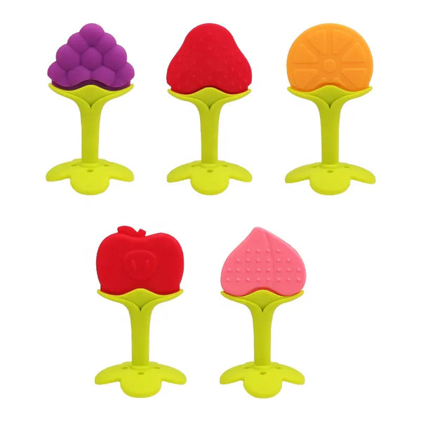 Silicone Fruit Teething Toys Set, Baby Gum Massager