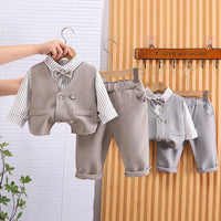 Eboo Boys Waistcoat with Striped Shirt and Trousers Set