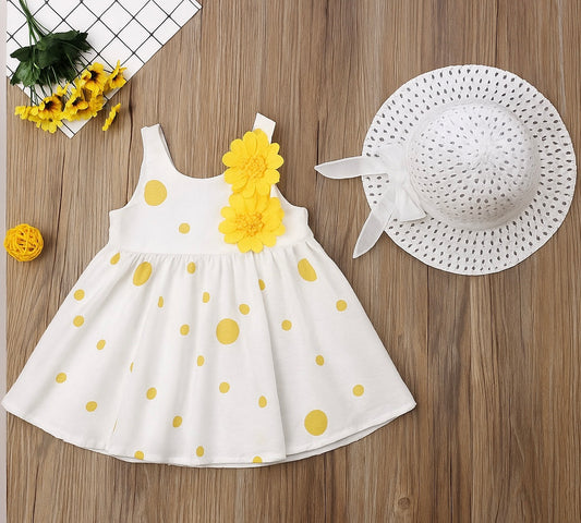 Eboo Summer Ballet Tutu Skirt with Hat Summer Clothes Baby Girls Princess Outfits (Yellow)