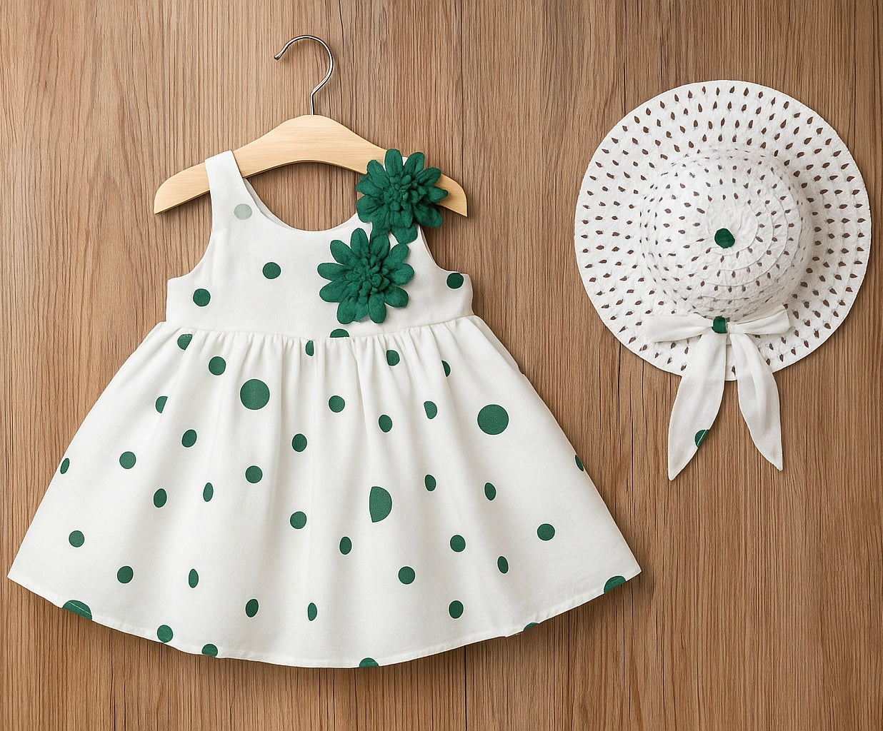 Eboo Summer Ballet Tutu Skirt with Hat Summer Clothes Baby Girls Princess Outfits (GREEN)