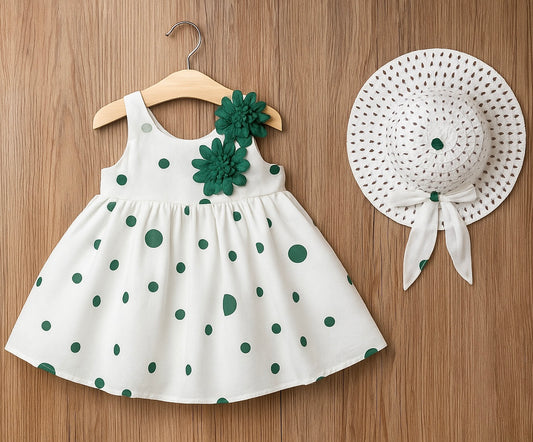 Eboo Summer Ballet Tutu Skirt with Hat Summer Clothes Baby Girls Princess Outfits (GREEN)