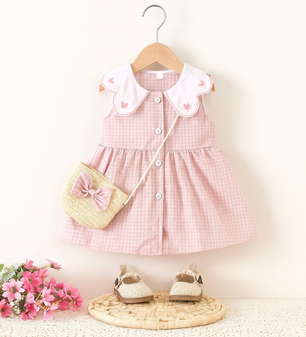 Eboo Baby Girls Fashion Cute Sleeveless Sweet Heart Print Dress Bag Set