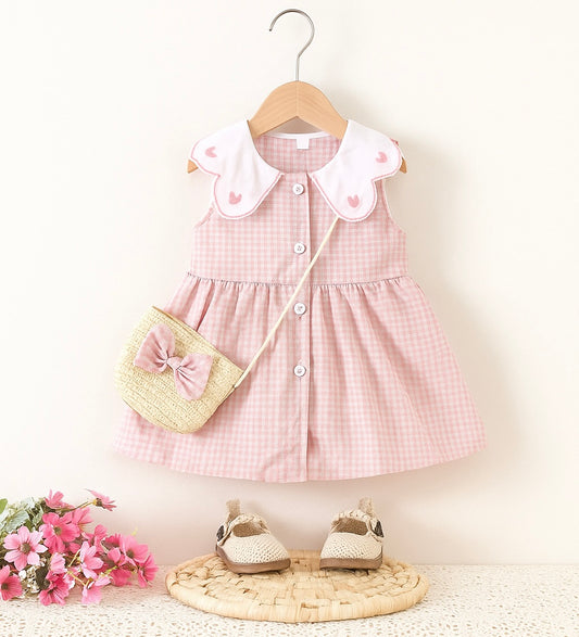 Eboo Baby Girls Fashion Cute Sleeveless Sweet Heart Print Dress Bag Set
