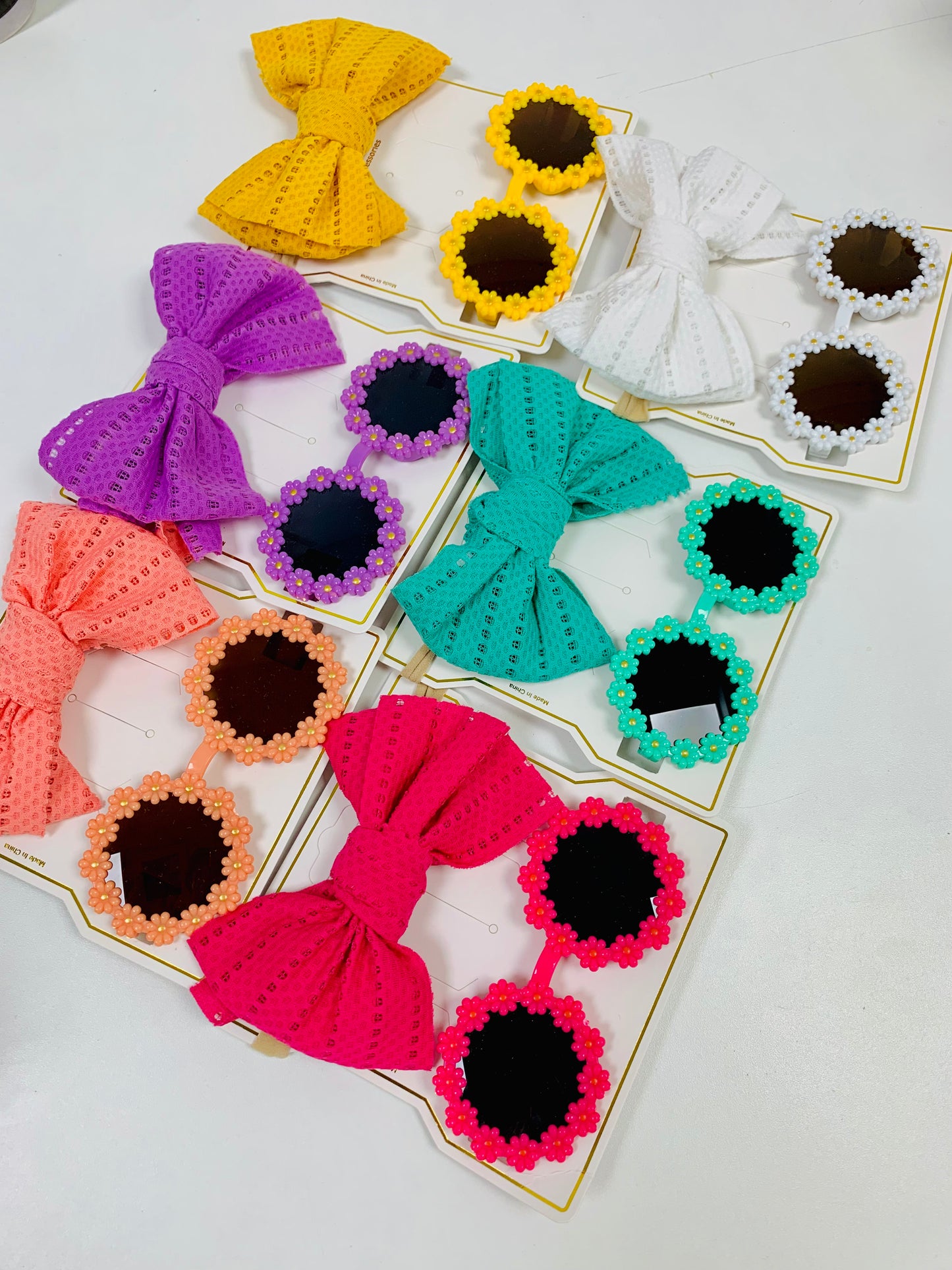 Eboo Flower Sunglasses with Bow Headband Set for Kids and Toddlers, Perfect for Summer Parties and Costumes