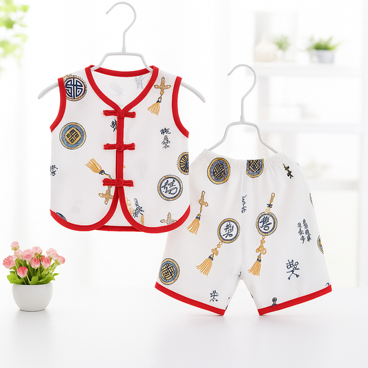 Chinese Style Baby Boy’s Vest & Shorts Set