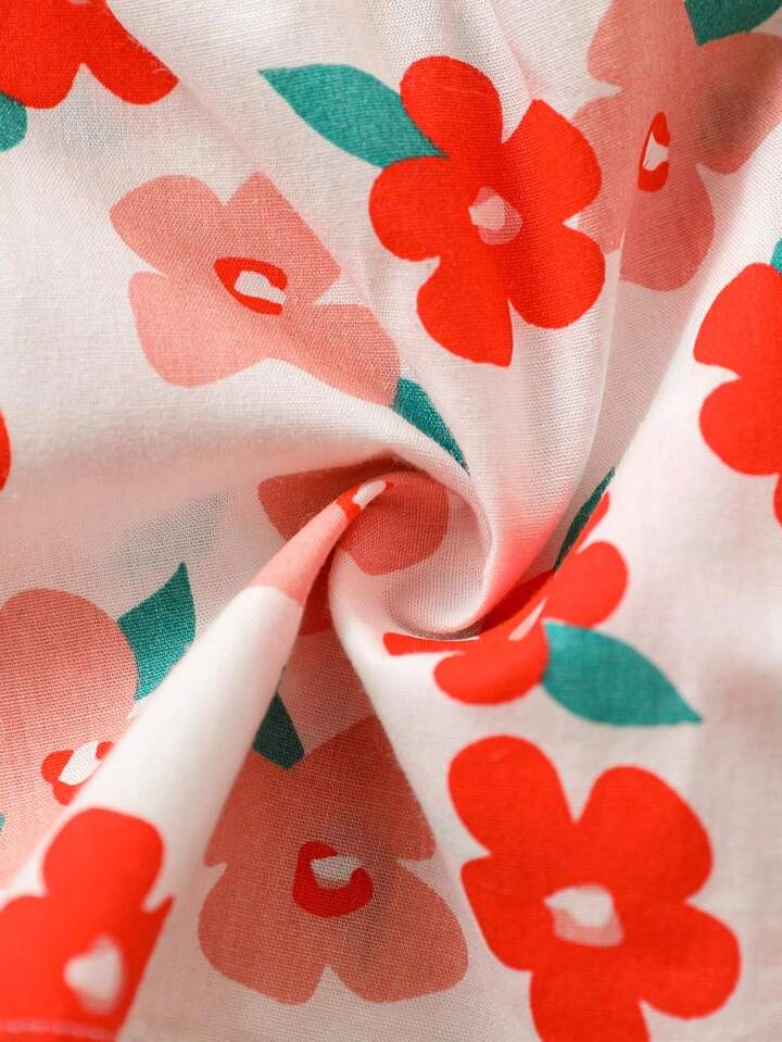 Eboo Young Girl Floral Print Ruffle Hem Dress