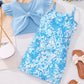 Eboo Girls Floral Printed Sleeveless Bodycon Dress With V-Neck Shrug