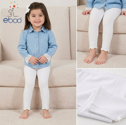 Eboo Girls Trouser Pajama Tights for Toddler & Kids (WHITE)