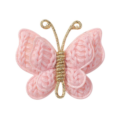 Eboo Handmade Knitted Colorful Butterfly Hair Clips Soft Solid Color