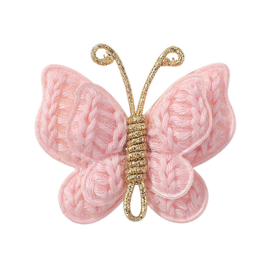 Eboo Handmade Knitted Colorful Butterfly Hair Clips Soft Solid Color