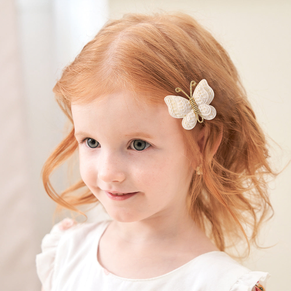 Eboo Handmade Knitted Colorful Butterfly Hair Clips Soft Solid Color