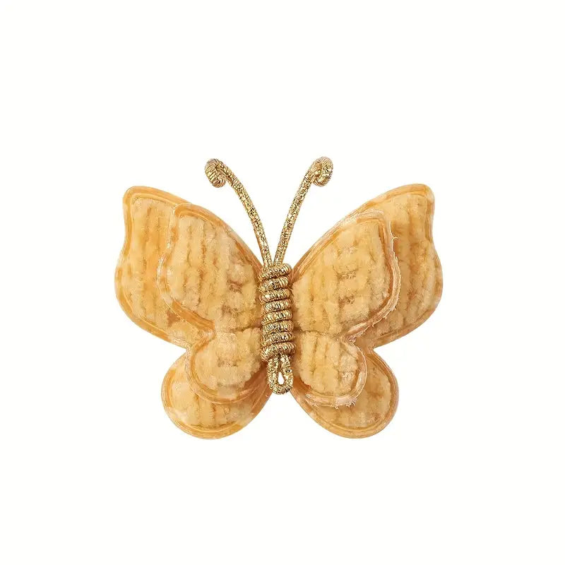 Eboo Handmade Knitted Colorful Butterfly Hair Clips Soft Solid Color