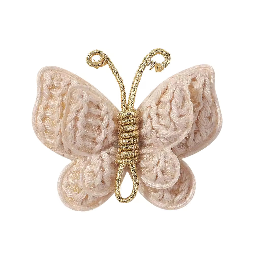 Eboo Handmade Knitted Colorful Butterfly Hair Clips Soft Solid Color