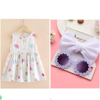 Eboo White Baby Girl Sundress with Crown Print