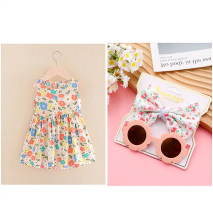 Eboo Floral Print Sleeveless Baby Girls Dress