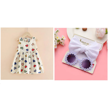 Eboo Princess Multi-Heart Printed Frock for Baby Girls