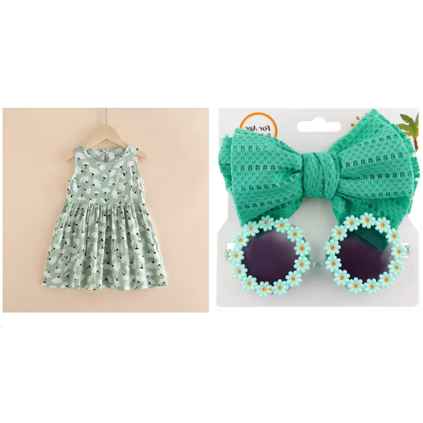 Eboo Green and White Flower Cotton Dress