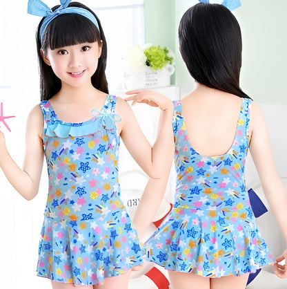 Eboo Girls Swimming Suit with Ruffles & Starfish Pattern