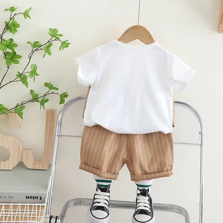 Eboo Stylish Boys’ Pinstripe Vest & Shorts Set – 3-Piece Formal Look