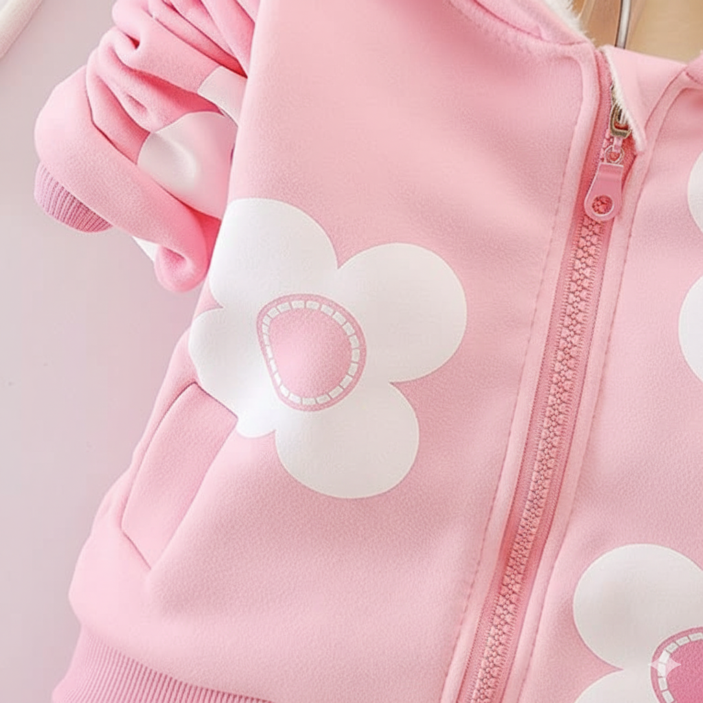 Eboo Winter Girl’s Baby Pink Floral Hoodie and Sweatpants Set