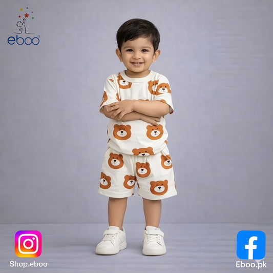 Eboo Boys Bear Printed Dress 2PCS SET