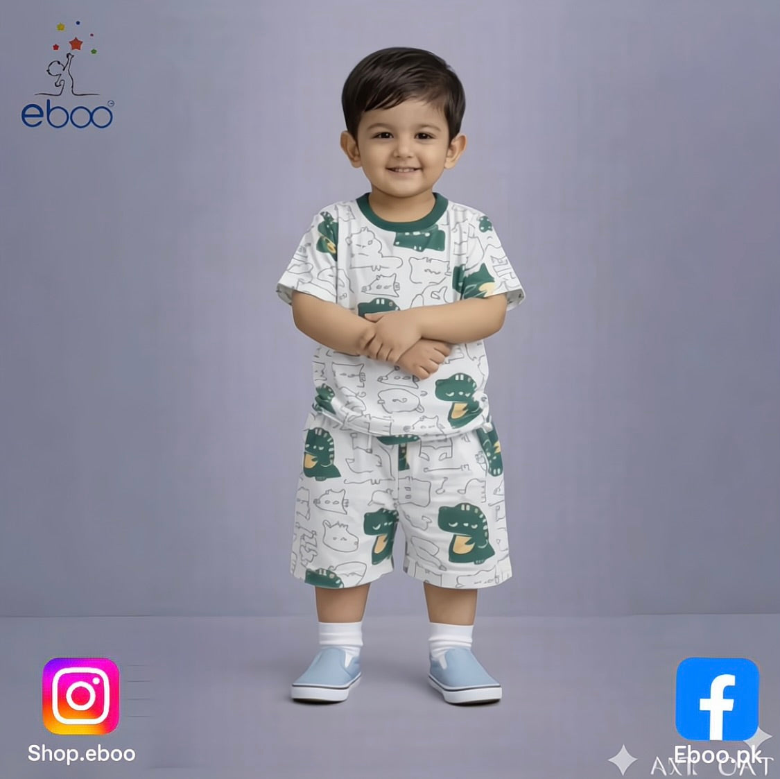 Eboo Cute Crocodile Printed 2PCS Outfit set