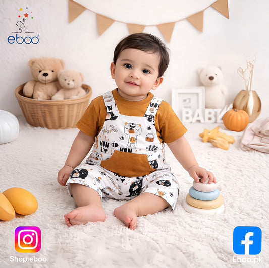 Eboo Cat N Bees Baby Dungaree Romper