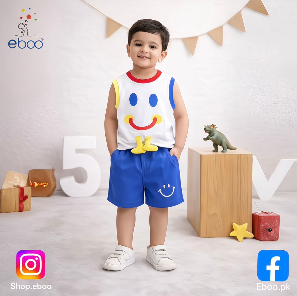 Eboo Smiley Face Top and Shorts Set