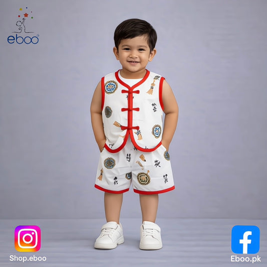 Chinese Style Baby Boy’s Vest & Shorts Set