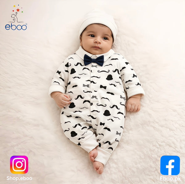 Eboo Baby Boy Mustache Print Romper