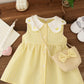 Eboo Baby Girls Sleeveless Heart Print Dress+Bag Set (YELLOW)