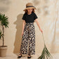 Eboo leopard print short sleeve suit girls round neck short