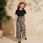 Eboo leopard print short sleeve suit girls round neck short