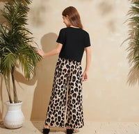 Eboo leopard print short sleeve suit girls round neck short