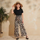 Eboo leopard print short sleeve suit girls round neck short