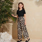 Eboo leopard print short sleeve suit girls round neck short