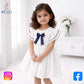 Eboo Cotton Plain White with Blue Bow Dress
