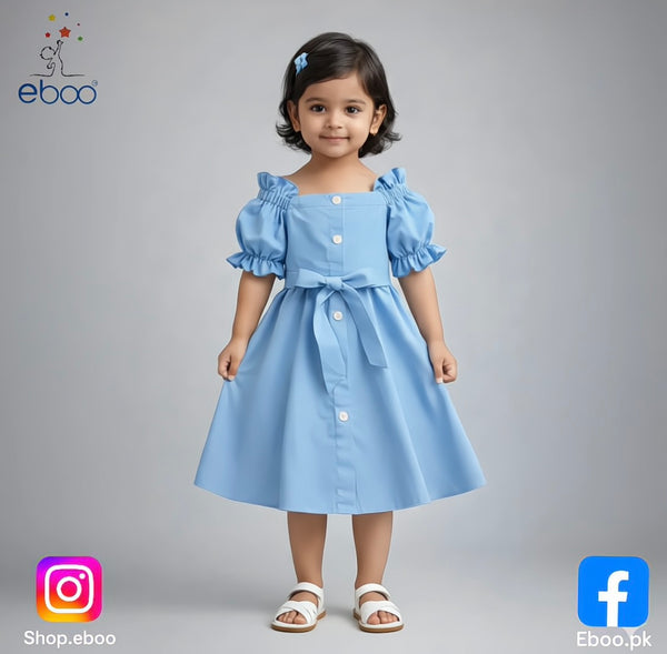 Eboo Trendy and Stylish High Quality Off Sleeves Outfit for Baby Girls