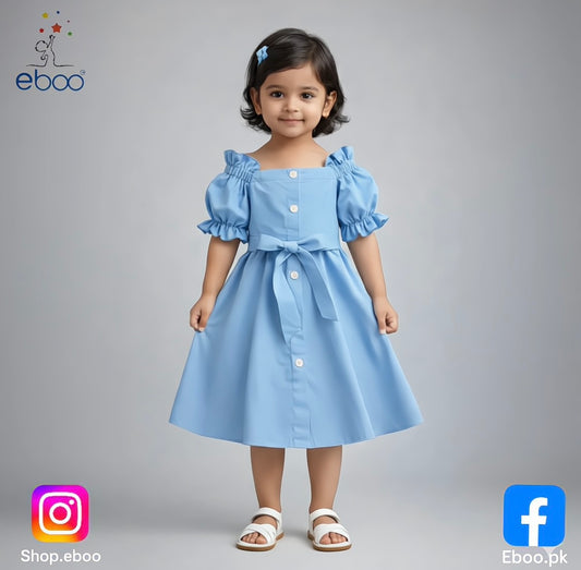 Eboo Trendy and Stylish High Quality Off Sleeves Outfit for Baby Girls