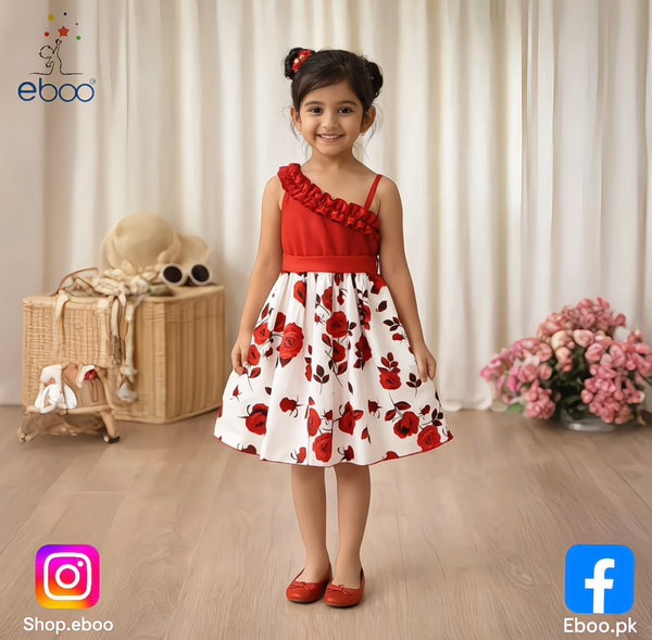 Eboo Luxury Flower Strips Red and White Flower Outfit