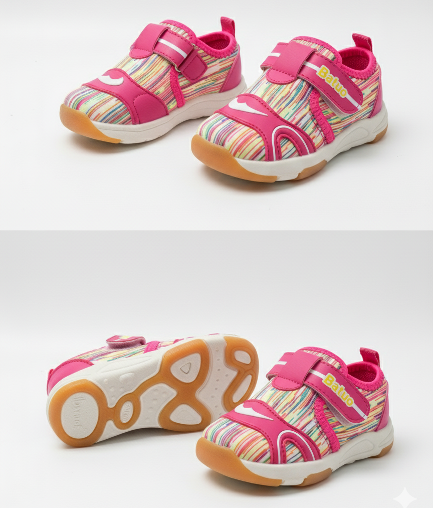 Eboo Rainbow Stripe Kids Sneakers with Velcro Strap