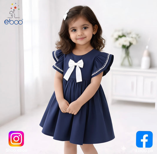 Eboo cotton dress Ruffle Ribbon Blue Cute Summer Dress