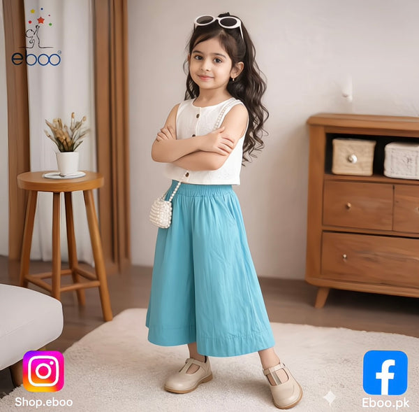 Eboo Girls Sleeveless Suit Summer Girls Vest Trousers Two Piece Suit