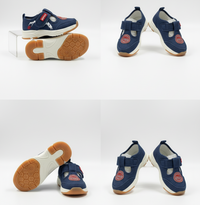 Eboo Navy Blue Kids Sneakers with Velcro Strap & Smiley Design