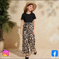 Eboo leopard print short sleeve suit girls round neck short