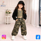 Eboo Tween Girl Solid High-low Hem Hoodie & Camo Print Pants & Tank Top