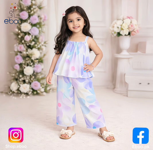 Eboo Girls Printed Top with Trousers - Clothing Set for Girls.