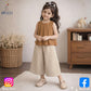 Eboo Bear Leader Vest+Striped Wide Leg Pants Summer Dress Set (BROWN)