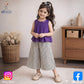 Eboo Bear Leader Vest+Striped Wide Leg Pants Summer Dress Set (PURPLE)