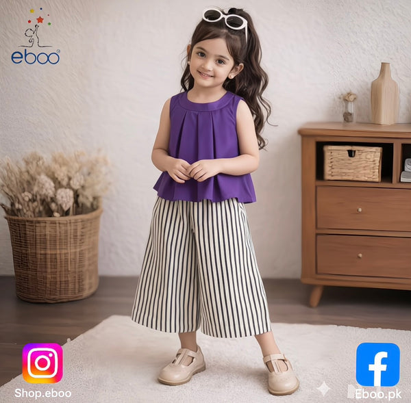 Eboo Bear Leader Vest?? Wide Leg Pants Summer Dress Set (PURPLE)